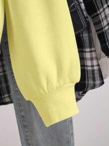 INAWLY Women's Half Open Neck Sweatshirt, Yellow Embroidered Lemon - Yellow - View 4