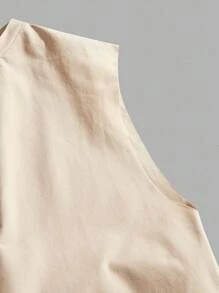 StoneGrade 时尚街头拳击标语印花宽松卡其色男士背心 - 卡其色 - 查看 4