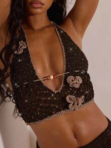 Opulessa Casual Vacation Summer Sexy Halter Tie Back Knitted Camisole For Women Holiday Outfits Summer Outfits Vacation