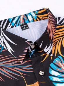 Manfinity RSRT Bộ áo sơ mi ngắn tay họa tiết nhiệt đới Hawaii dành cho kỳ nghỉ hè trên bãi biển dành cho nam Bộ trang phục nhiệt đới dành cho nam Bộ trang phục đi nghỉ dưỡng dành cho nam Bộ trang phục Hawaii dành cho nam Bộ trang phục Cancun dành cho nam Áo sơ mi họa tiết Hawaii - màu đen - Xem 4