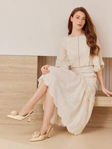 MOTF PREMIUM STEREO FLORAL POINTED TOE HIGH HEEL PUMPS - Beige - View 10