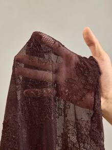 Wildy Old Money Teacher Modest Coffee Brown Lace Top Going Out Tops Women Women's Brown Mesh Lace Sheer Country Music Festival Crop Top, Summer Women Western Wear Business Casual Woman Lace Top Chocolate Brown Lace Top Brown Lace Long Sleeve Top Burgundy Top - Coffee Brown - View 7