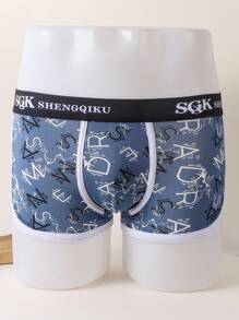 paquete de 3 piezas de ropa interior con estampado de letras para adolescentes varones - Multicolor - Ver 3