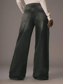 MUSERA Quần jeans cạp thấp dáng rộng kiểu thập niên 90-2000, thích hợp cho mùa xuân, phong cách đường phố, thường ngày, dễ thương, cá tính, kiểu miền Tây, mùa hè, mùa đông, đi làm, thanh lịch. - Màu Khaki - Xem 3