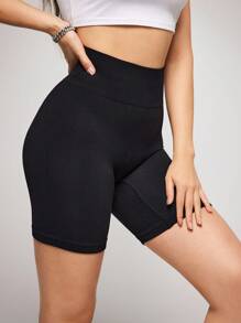 SuitURBody Shorts de cintura ancha tejido de canalé