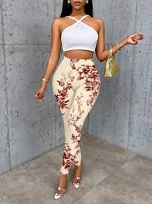 VaVaBold 花卉舒适休闲紧身裤、数码印花度假裤和家居裤