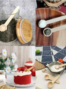 SHEIN 5件/10件/20件/30件/40件/50件木制长柄勺汤勺、咖啡勺、果酱勺、调味勺适用于家庭、咖啡馆和创意烹饪、厨房、情人节、情人节婚礼、生日 - 杏色 - 查看 12