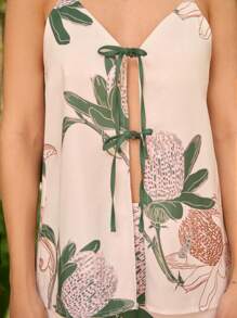 Sunsella Blouse style kimono à imprimé, col en V avec liens. Débardeur d'été pour femmes, vacances et jours de plage