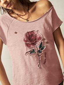 Bohemela قميص نسائي بأكمام قصيرة وياقة مستديرة وتصميم منقط وألوان سادة، موضة الصيف