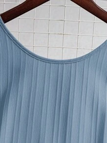 SHEIN Clasi Women's Summer Woven Backless Tie Front Sleeveless A-Line Ruffle Hem Mini Casual Dress - Blue - View 3