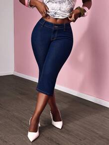 Slaydiva Women Casual Versatile Denim 7/8 Flared Pants