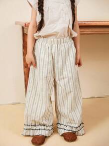 DAZY Young Girls Nature-Inspired Sleeveless Camisole Top & Wide-Leg Loose Pants Set - Beige - View 6