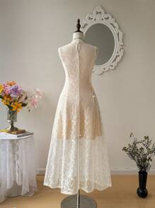 SHEIN MOD One Piece Multi-Wear White Lace Round Neck White Slim Long Dress,1 Dress 3 Ways,Country Concert Outfit,Elegant Dresses For Women,Birthday Outfits For Women,Western Wear Women,Vacation Dress,Vintage,Hawaii Outfits Women,Flowy Dress,Brunch Outfits For Women,Old Money Style Women,Fairycore