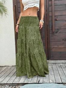 Sunnyshic Tall 女式波西米亚风花卉印花长裙，休闲海滩度假日常穿着，春夏 - 綠色 - 查看 3