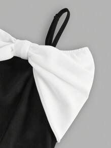 Tween Girl Contrast Color Ruffle Trim Cami Dress - Black - View 4