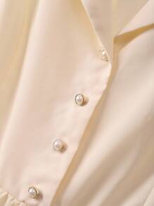 SHEIN Clasi Vestido midi de mujer de talla grande, de unicolor, diseño con botones en el cuello, sin mangas, de cintura alta y estilo vintage