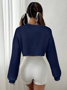SHEIN EZwear Women's Casual Navy Blue Short Sweatshirt