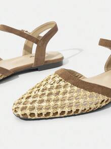 Styleloop 女士编织绳厚底坡跟凉鞋，度假风格波西米亚风复古美式西部音乐节派对厚底鞋 - 棕色 - 查看 4