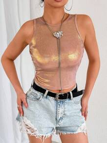 Women's Fitted Racerback Tank Top, Sleeveless Casual Cami Tank Top In Coffee Color - Coffee Brown - View 5