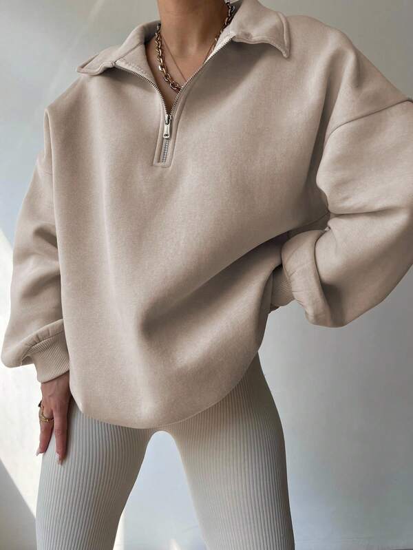 INAWLY Women's Solid Color Front Zipper Long Sleeve Casual Sweatshirt,Long Sleeve Tops Graduation,Back To School Outfits,Graduation,Teacher Outfits For Women,Back To SchoolPulloverFall Outfit