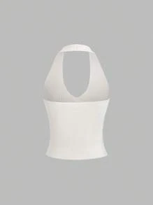 Sweetra Damen einfarbiges, einfaches gestricktes Top mit Trägern für den täglichen Gebrauch, Y2K Weihnachtsferien Party Top