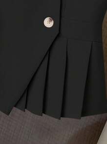 SHEIN Clasi Damen Mode Pendelverkehr Elegant Romantisches Valentinstag Einfarbiges Plissee asymmetrisch schräg Knopf V-Ausschnitt Weste