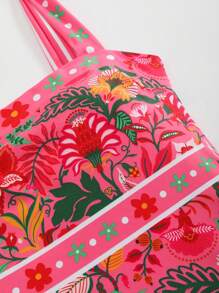 Bonvoyette 2 件套女士随机印花连体泳衣和印花裙度假风格泳装 - 彩色 - 查看 6