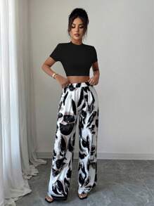 Elenzga 2pcs Casual Holiday Short Sleeve Striped Shirt And Shorts Set