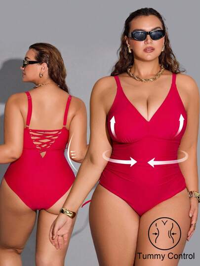 Shapewave Plusstorlek Dam Sexig Helbiten Shapewear Baddräkt