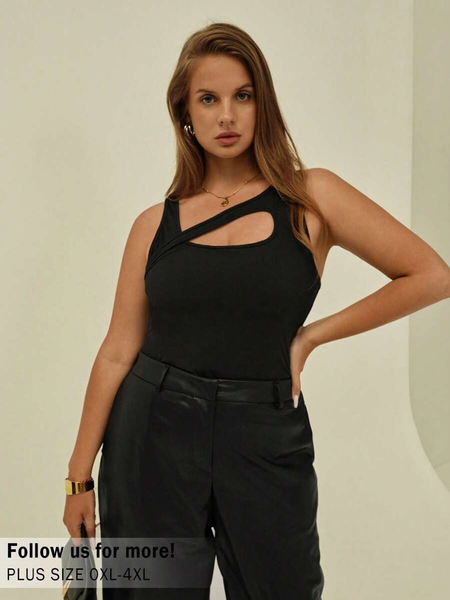 Auralis Plus Cut Out Front Tank Top - Black - View 1