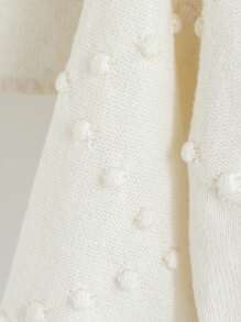 SHEIN Vintaside Kids Girls New Complex Crafted Wavy Ball Knitted Cardigan Long Sleeve Girls Cardigan Sweater Girl Cardigan Sweater Little Girls Button Up Sweater Girls White Cardigan Bobble Knit Cardigan Fall Winter