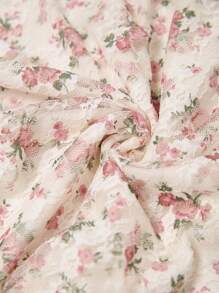 LanaWest Blouse asymétrique à épaules dénudées avec volants en dentelle florale pour femmes, d'été - Multicolore - Voir 6