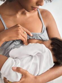 Moonlight&Mama Áo ba lỗ cho con bú đơn sắc xếp nếp thường ngày dành cho bà bầu - Xám - Xem 2