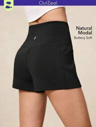 OutZeal Women Sports Shorts Gym Workout Running Breathable Modal Stretch High-Waisted Design