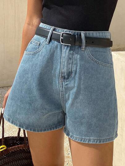 DAZY 女式夏季复古水洗高腰A字牛仔短裤