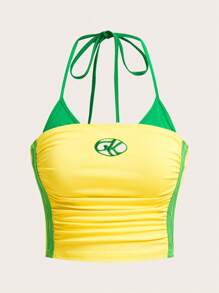 SHEIN ICON 女士 Y2k 外出休闲健身服撞色系带无袖背心，运动风格日常穿着 - 彩色 - 查看 1