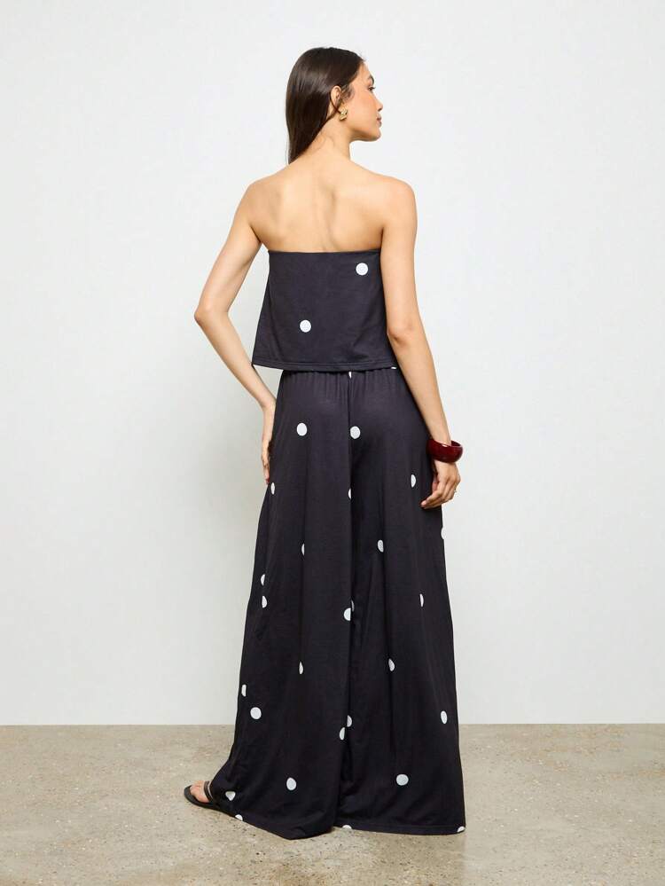 Polka Dot Wide Leg Palazzo Co-Ord Set