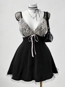 Sunspun Rave Plus Size Dresses - Black - View 1