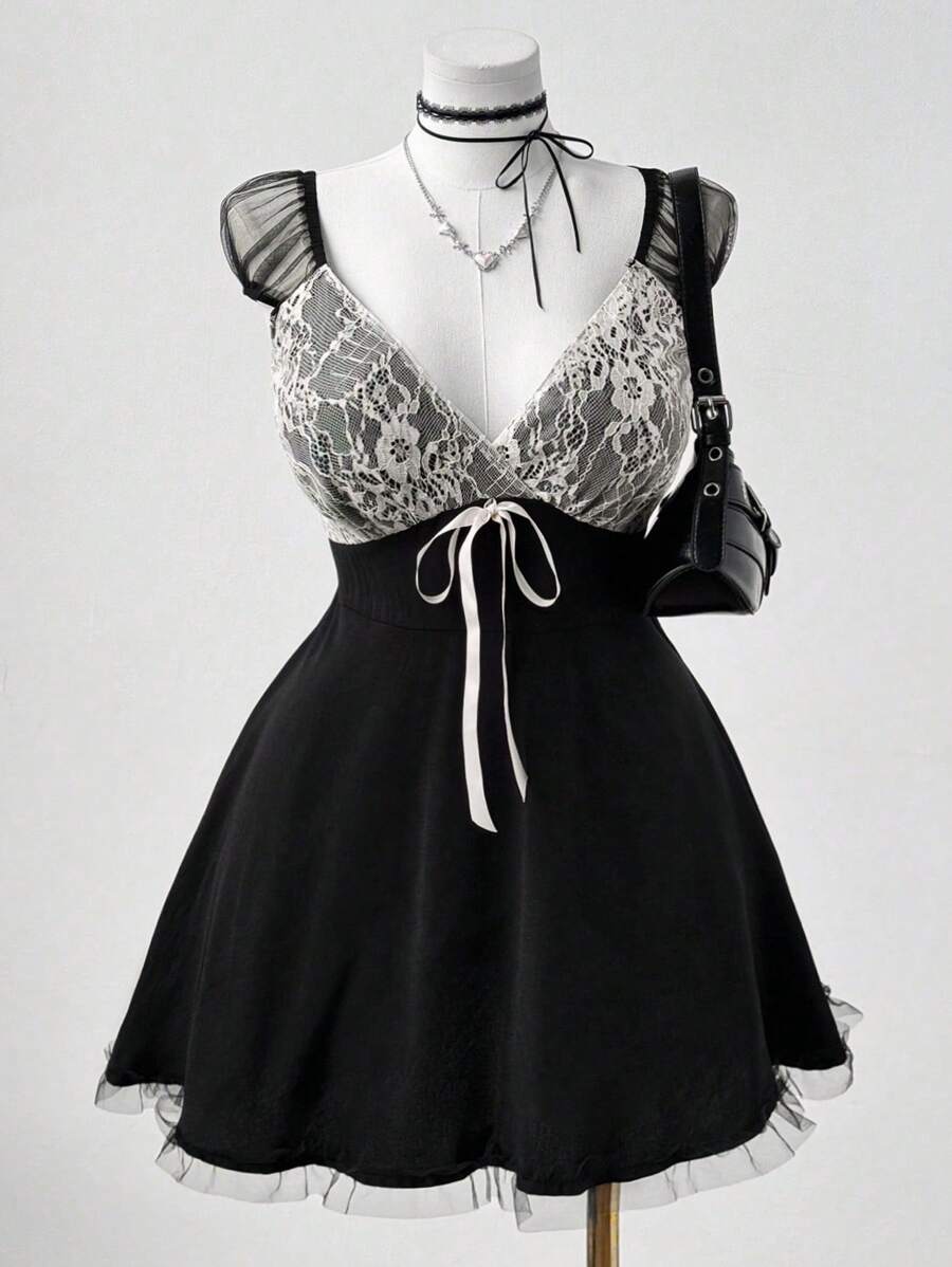 Sunspun Rave Plus Size Dresses - Black - View 1