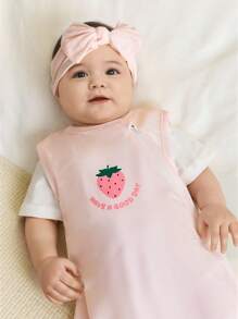 Cozy Pixies 1pc Infant Soft & Breathable Double Layer Pink Strawberry Sleeveless Sleeping Bag, Crib Bedding - Baby Pink - View 7