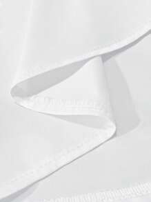 INAWLY Women's Fashionable Solid Color Collared Ruffle Sleeve Button Up Shirt - White - View 6