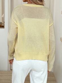 SHEIN LUNE Cardigan décontracté fin pour femmes avec nœud papillon et boutons