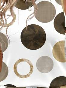 SHEIN LUNE 2 件套女士休闲波尔卡圆点图案圆领吊带背心和短裤套装，适合夏季