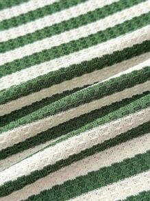 少女 2 件套：条纹圆领吊带背心和短裤休闲套装；拼色不对称领口简约日常连体泳衣，适合暑假、度假、居家、休闲、少女