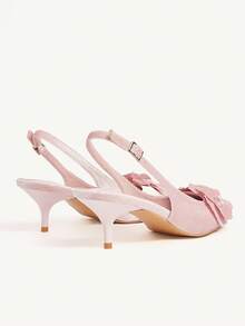 CUCCOO CHICEST 女士优雅尖头花卉装饰天鹅绒小猫跟高跟鞋，浅粉色，适合正式场合、派对、约会、圣诞节、感恩节、生日、情人节 - 藕粉色 - 查看 10