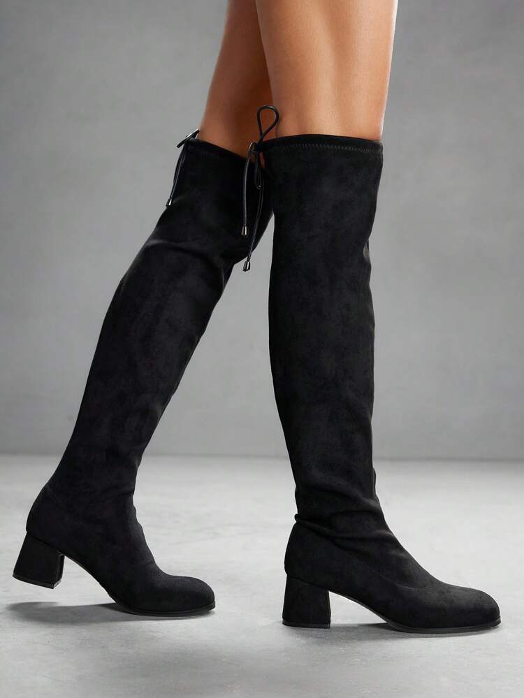 CUCCOO SZL Women's Fashionable Black Sexy High Heel Over-The-Knee Boots