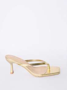 MUSERA Square Toe Thong Front Heeld Mules Sandal For - Gold - View 4