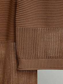 Franclia 2 件套女士夏季度假休闲镂空针织圆领无袖开衫和迷你裙 - 棕色 - 查看 4