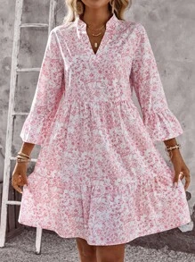 EMERY ROSE Vestido mini casual de mujer con estampado floral para vacaciones - Rosa - Ver 3