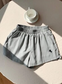 Comfortcana Graue lässige Damen Shorts mit Fahrerad-Muster, locker geschnitten, für den Sommer